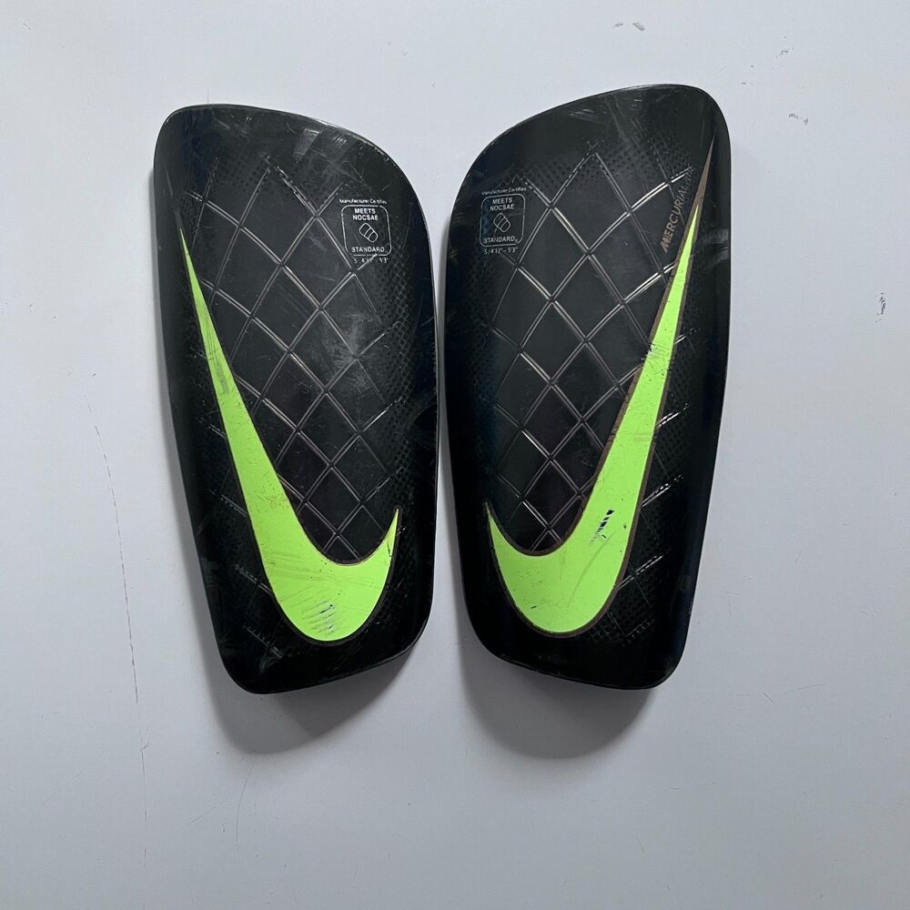 Nike Mercurial Lite Soccer Shin Guards – Black/Volt – Size S (4'11"–5'3") – Used